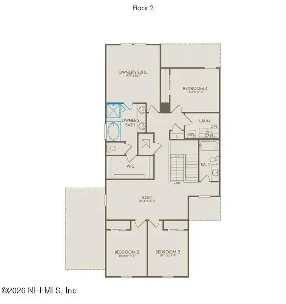 2D floor plan layout of this home in Wingate Landing, Jacksonville, FL (Image 4).