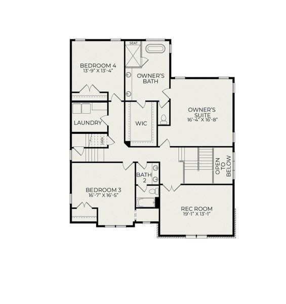 2D floor plan layout for the Bristol English Cottage by Homes by Dickerson in Corbett Landing, Pittsboro, NC (Image 3).