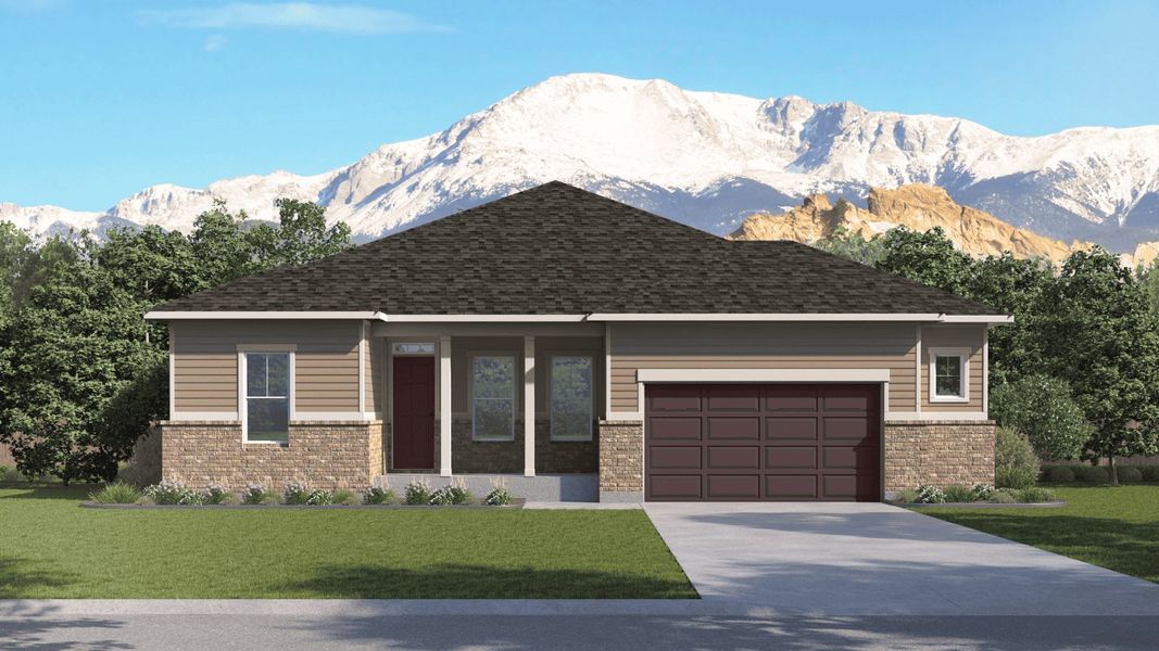Representative exterior photo of a completed home built from the Grover by D.R. Horton in Vantage, Berthoud, CO (Image 2).