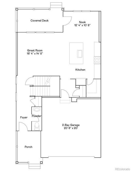 2D floor plan layout of this home in Parterre: Paired Homes, Thornton, CO (Image 2).