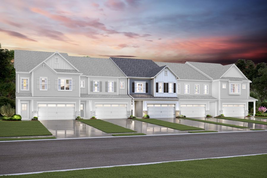 Representative exterior photo of a completed home built from the Maxwell by Beazer Homes in Friendship Village Townes, Apex, NC (Image 2). Representative exterior photo of a completed home built from the Maxwell by Beazer Homes in Friendship Village Townes, Apex, NC (Image 2).