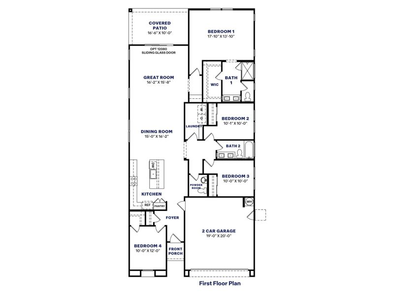 2D floor plan layout for the Canyon by D.R. Horton in Westpark, Buckeye, AZ (Image 3).