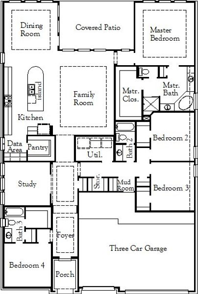 2D floor plan layout of this home in Carneros Ranch, Leander, TX (Image 5).