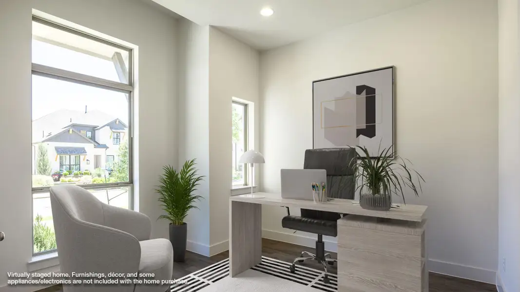 Office featuring recessed lighting, baseboards, and wood finished floors Office featuring recessed lighting, baseboards, and wood finished floors