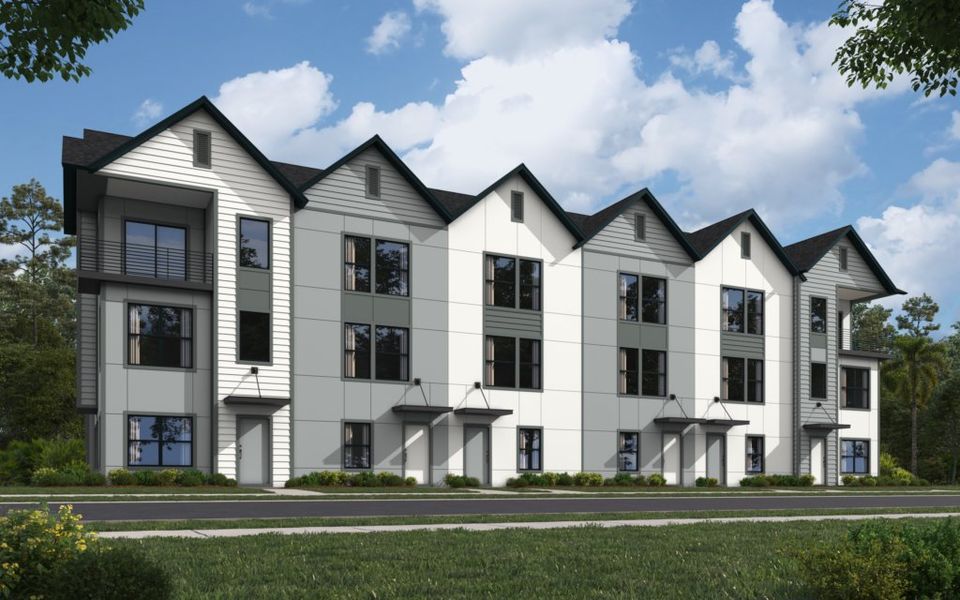 Representative exterior photo of a completed home built from the Oakley by Breeze Homes in Johnson Commons, Jacksonville, FL (Image 1). Representative exterior photo of a completed home built from the Oakley by Breeze Homes in Johnson Commons, Jacksonville, FL (Image 1).