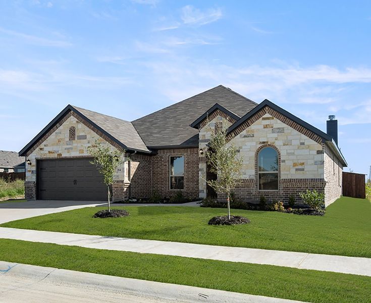 Front exterior of a new home in Still Water Lake, Godley, TX, highlighting curb appeal (Image 1). Front exterior of a new home in Still Water Lake, Godley, TX, highlighting curb appeal (Image 1).