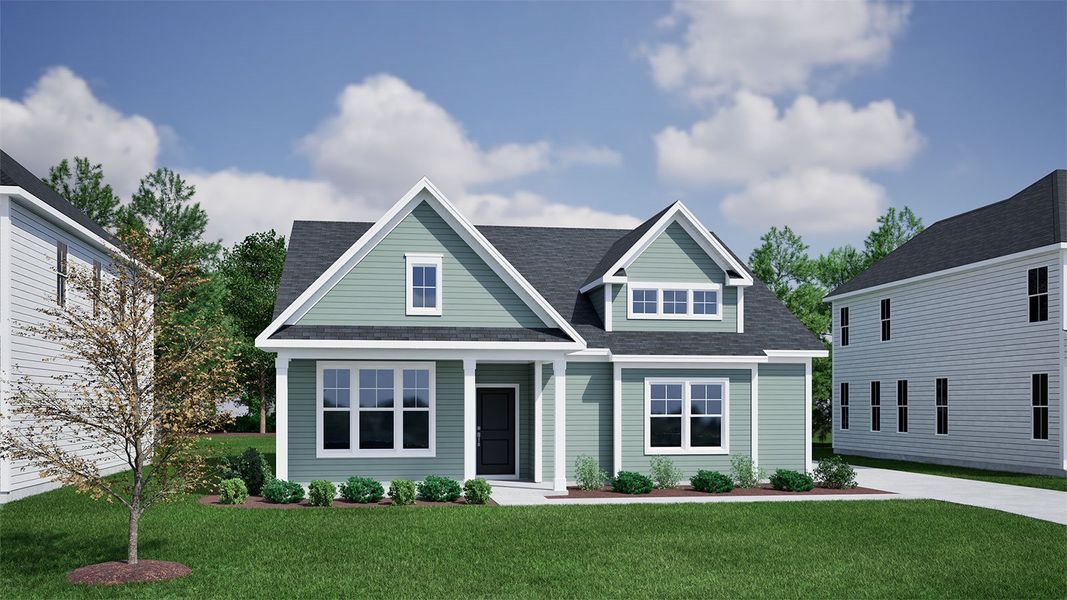 Representative exterior photo of a completed home built from the Cary - Vanguard Collection by Mungo Homes in Cottages at Lake Emory, Inman, SC (Image 10).