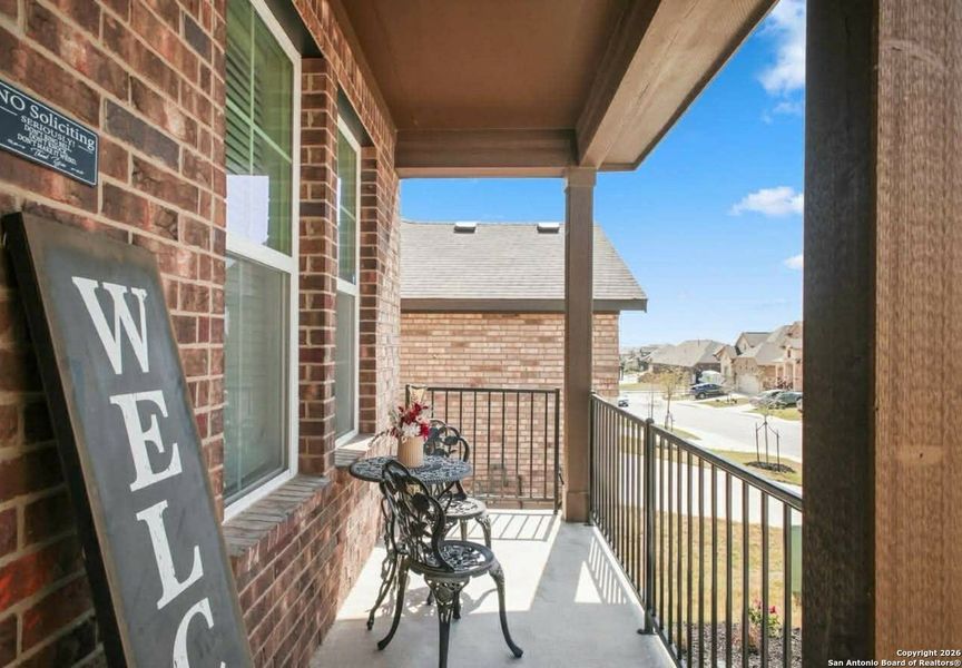 Exterior details and patio area of a home in Bricewood, San Antonio (Image 22).