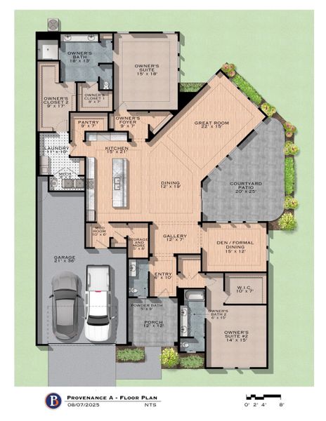 2D floor plan layout for the Provenance by Perfection Builders in The Courtyards at The Heritage, Andover, KS (Image 3).