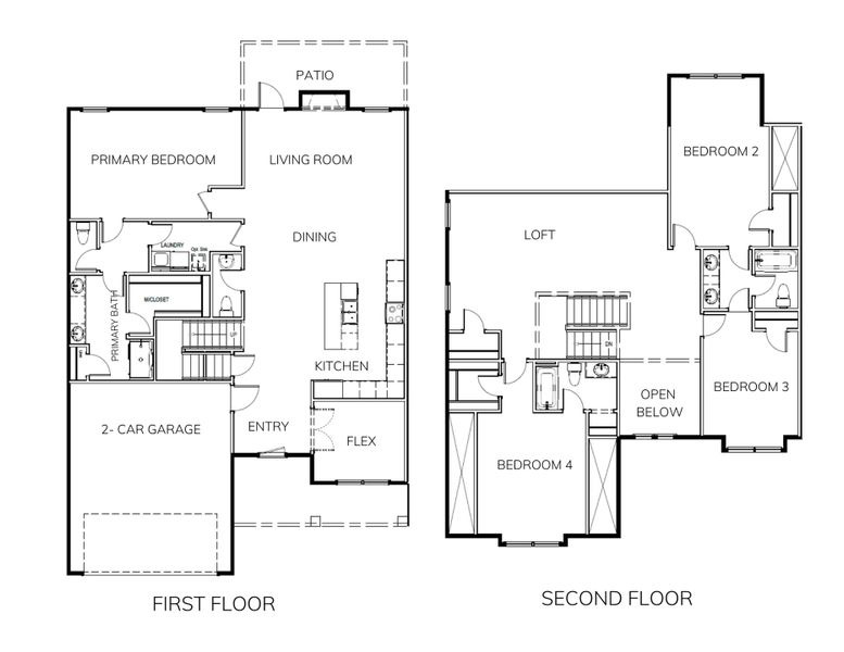 2D floor plan layout for the Tillman by Hunter Quinn Homes in Landing at Clemson Marina, Seneca, SC (Image 2).