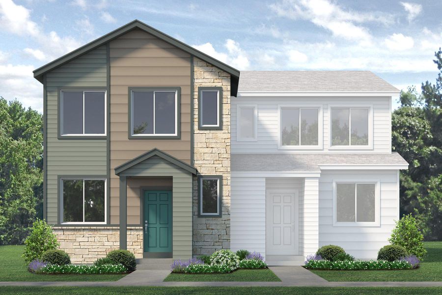 Representative exterior photo of a completed home built from the Biscayne by Landsea Homes in Pintail Commons at Johnstown Village, Johnstown, CO (Image 19).