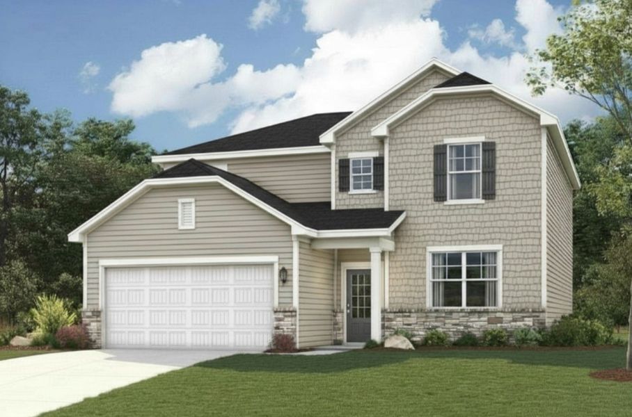 A house with a garage.