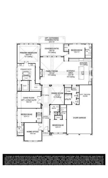 2D floor plan layout of this home in Meridiana 70', Manvel, TX (Image 2).