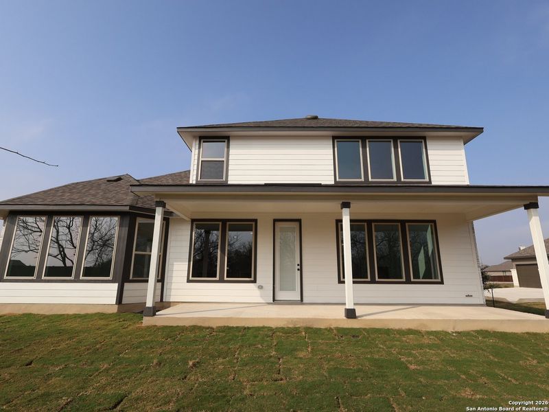 Exterior details and patio area of a home in Everly Estates, San Antonio (Image 14).