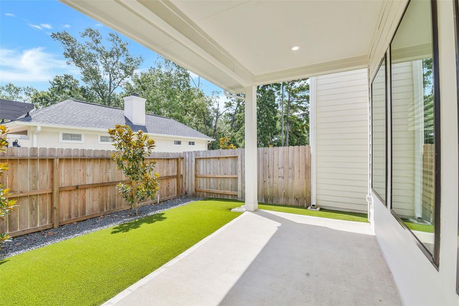 Exterior details and patio area of a home in Summer Place 35', Montgomery (Image 3). Exterior details and patio area of a home in Summer Place 35', Montgomery (Image 3).