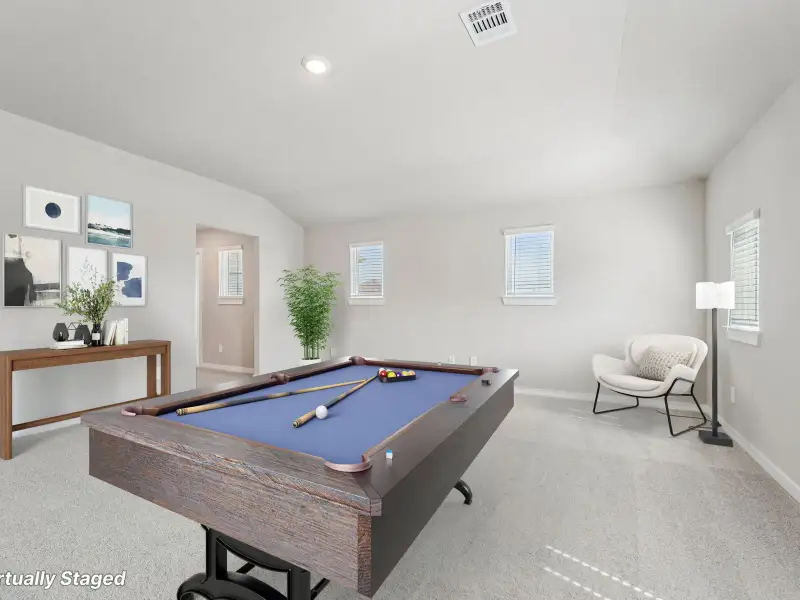Furnished interior view inside a new home in Massey Oaks Village, Pearland (Image 9). Furnished interior view inside a new home in Massey Oaks Village, Pearland (Image 9).