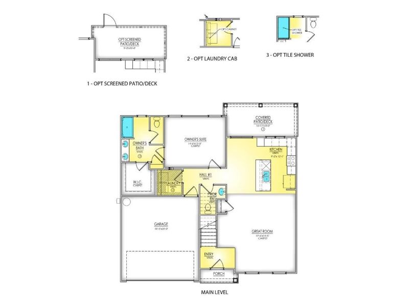 2D floor plan layout of this home in Westwood Reserve, Conway, SC (Image 3).