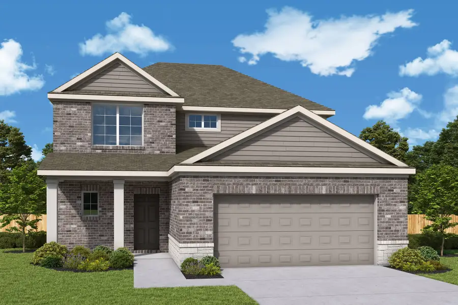 Front exterior of a new home in Sofi Lakes, Katy, TX, highlighting curb appeal (Image 1). Front exterior of a new home in Sofi Lakes, Katy, TX, highlighting curb appeal (Image 1).
