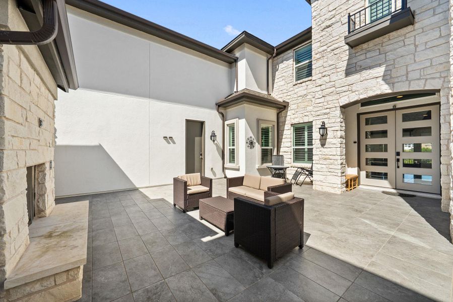 View of patio / terrace featuring an outdoor lounge area and french doors