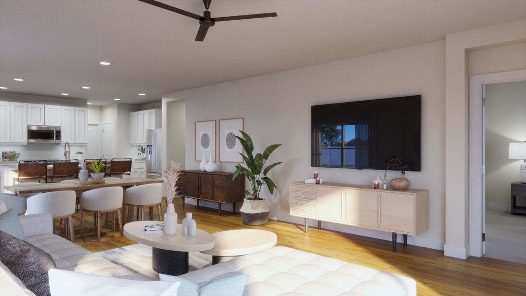Representative furnished interior of a home built from the Coral by Risewell Homes in Eagletail Landings, Howey-in-the-Hills (Image 8). Representative furnished interior of a home built from the Coral by Risewell Homes in Eagletail Landings, Howey-in-the-Hills (Image 8).