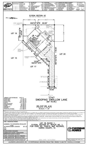 Homesite plot plan