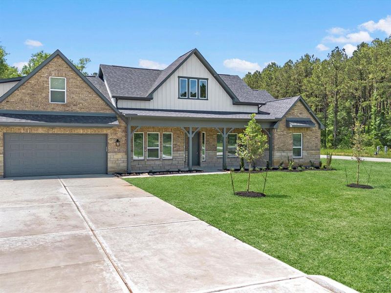 Front exterior of a new home in , Dayton, TX, highlighting curb appeal (Image 24). Front exterior of a new home in , Dayton, TX, highlighting curb appeal (Image 24).