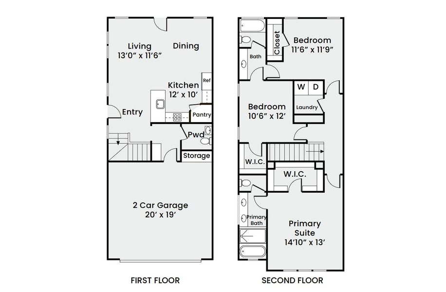 2D floor plan layout for the HBA by Jesselton Builder, LLC in Jesselton Square at Creekmont, Houston, TX (Image 2). 2D floor plan layout for the HBA by Jesselton Builder, LLC in Jesselton Square at Creekmont, Houston, TX (Image 2).