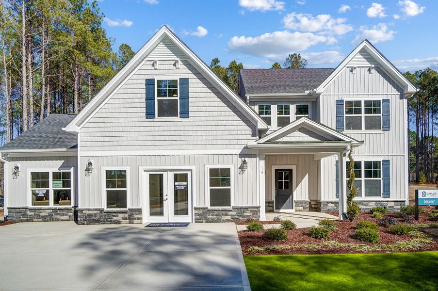 Representative exterior photo of a completed home built from the Roanoke by Caruso Homes in Sauls Landing, Zebulon, NC (Image 24). Representative exterior photo of a completed home built from the Roanoke by Caruso Homes in Sauls Landing, Zebulon, NC (Image 24).