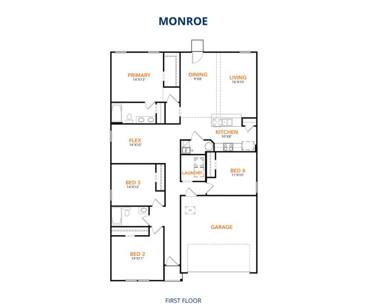 2D floor plan layout of this home in Canal Walk, Roanoke Rapids, NC (Image 3).
