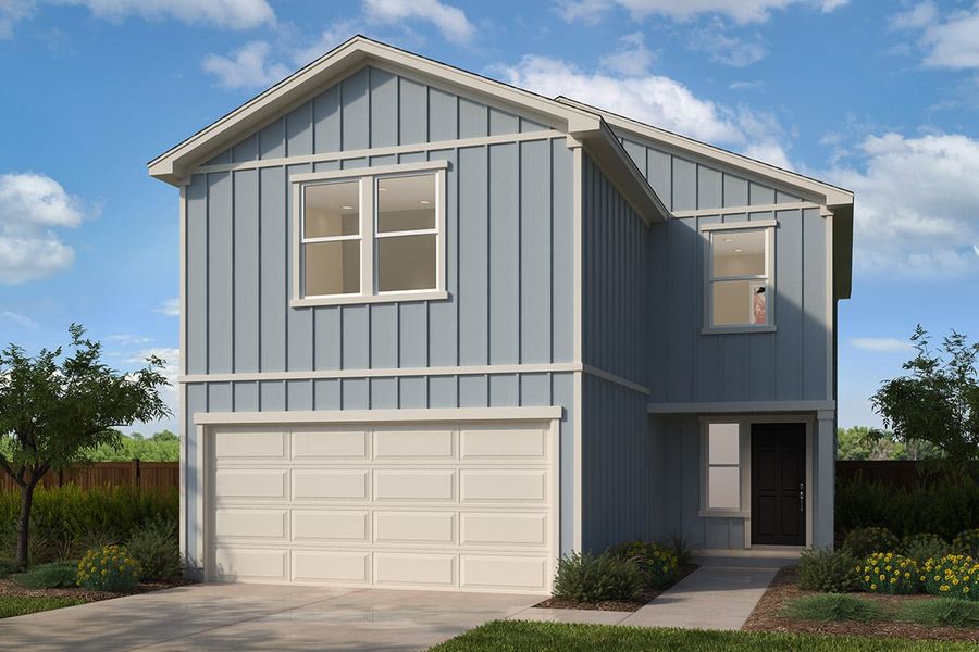 Representative exterior photo of a completed home built from the 1772 by KB Home in Sunset Oaks, Maxwell, TX (Image 5). Representative exterior photo of a completed home built from the 1772 by KB Home in Sunset Oaks, Maxwell, TX (Image 5).