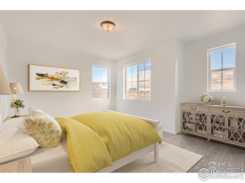 Primary bedroom virtually staged, upstairs