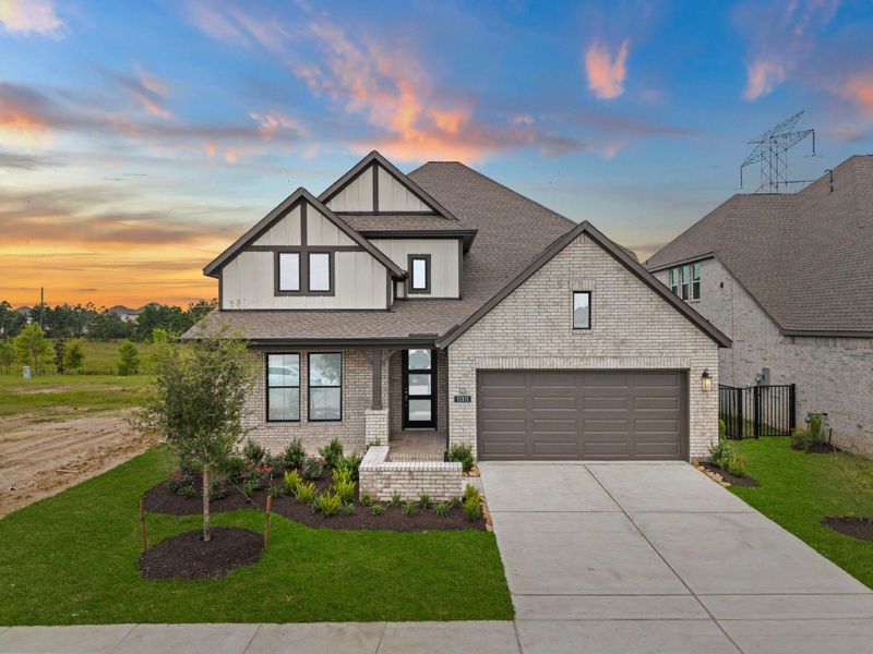Front exterior of a new home in Bridgeland, Cypress, TX, highlighting curb appeal (Image 23).