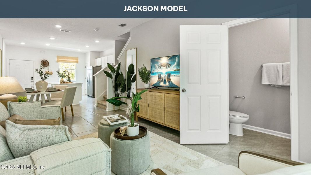 Furnished interior view inside a new home in Cordera Townhomes, St. Augustine (Image 7). Furnished interior view inside a new home in Cordera Townhomes, St. Augustine (Image 7).