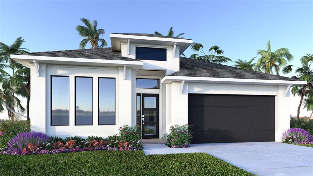 Front exterior of a new home in Magnolia Bay 50', Nokomis, FL, highlighting curb appeal (Image 1). Front exterior of a new home in Magnolia Bay 50', Nokomis, FL, highlighting curb appeal (Image 1).