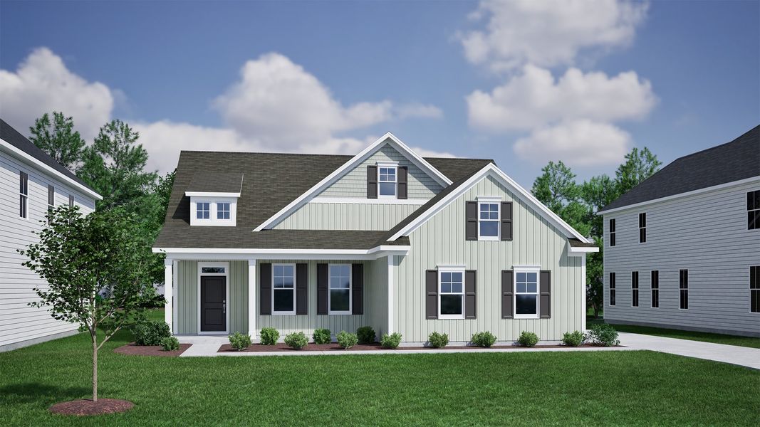 Representative exterior photo of a completed home built from the Cumberland - Vanguard Collection by Mungo Homes in Porter Ridge, Elgin, SC (Image 17).