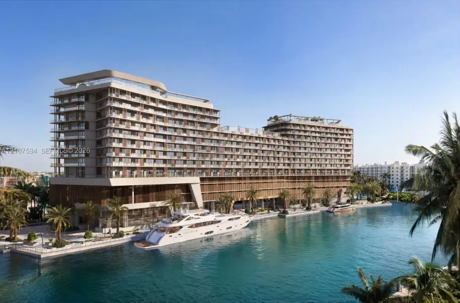 Multi-story waterfront architecture featuring expansive balconies, glass railings, intricate wood-slat facade detailing, and private maritime docking facilities Multi-story waterfront architecture featuring expansive balconies, glass railings, intricate wood-slat facade detailing, and private maritime docking facilities