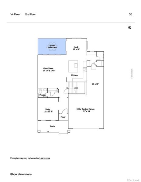 2D floor plan layout of this home in Ken-Caryl Ranch, Littleton, CO (Image 2).