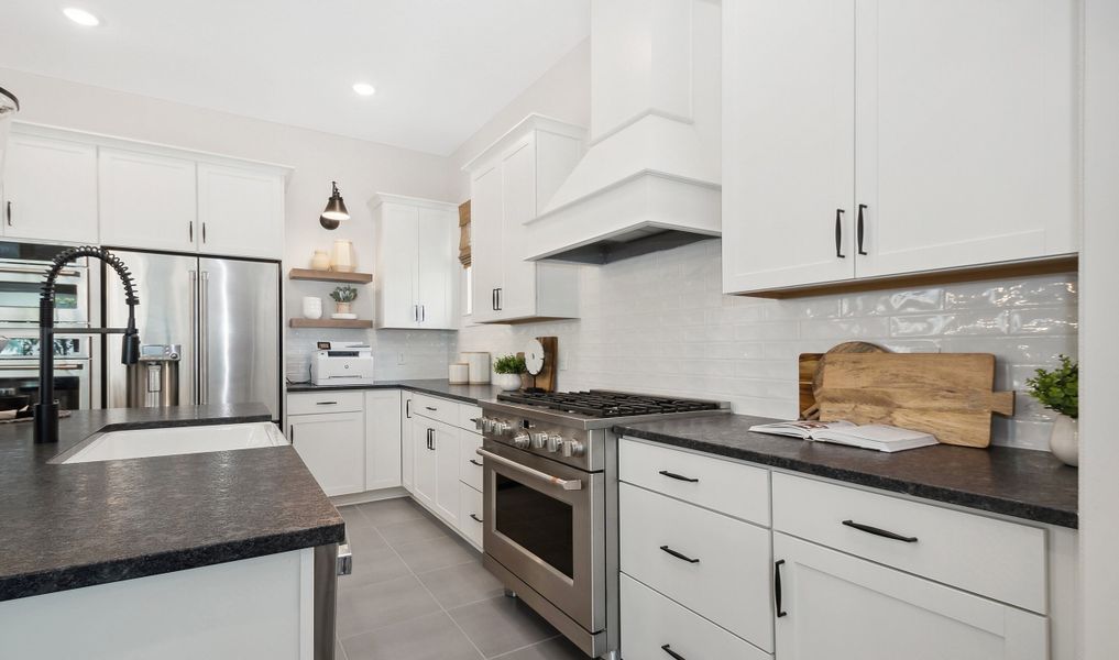 White subway tile backsplash in kitchen