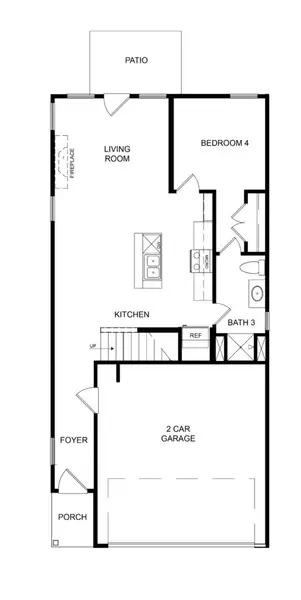 2D floor plan layout for the The Coventry by Direct Residential Communities in Fairview Lake Townhomes, Conyers, GA (Image 3).