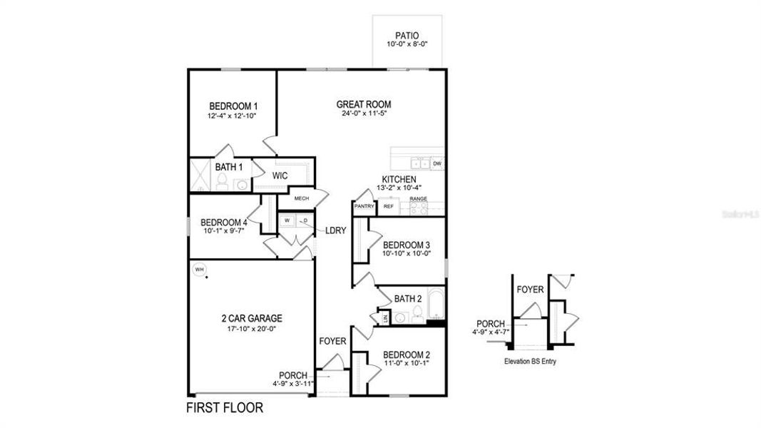 2D floor plan layout of this home in Fletcher Trace, Alachua, FL (Image 3).