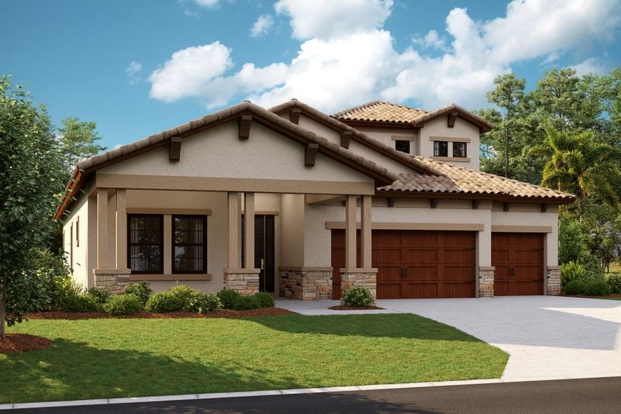 Representative exterior photo of a completed home built from the Biscayne II by Homes by WestBay in Two Rivers, Zephyrhills, FL (Image 28).