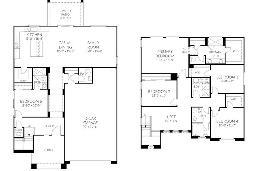 2D floor plan layout for the Solstice - Single Family Homes by Dream Finders Homes in El Cidro, Goodyear, AZ (Image 3).