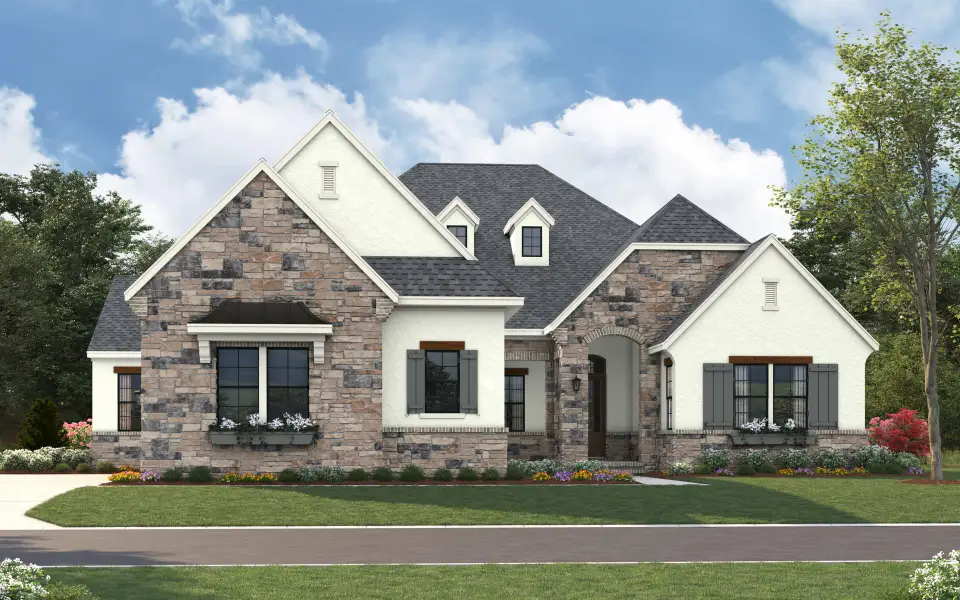 Representative exterior photo of a completed home built from the Montecito Ranch by Classica Homes in Riverchase Estates, Lancaster, SC (Image 23).