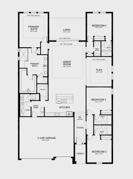 2D floor plan layout for the Saint Croix by Taylor Morrison in Hammock at Two Rivers, Zephyrhills, FL (Image 3).