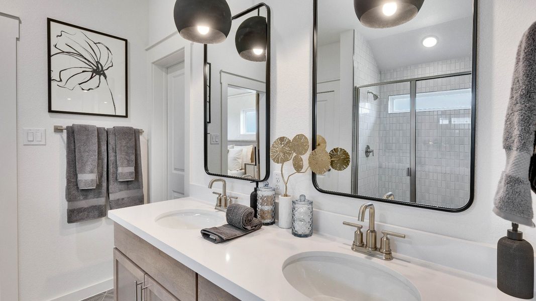 Representative furnished interior of a home built from the Meyerson by DRB Homes in Infinity Square, Kyle (Image 30).