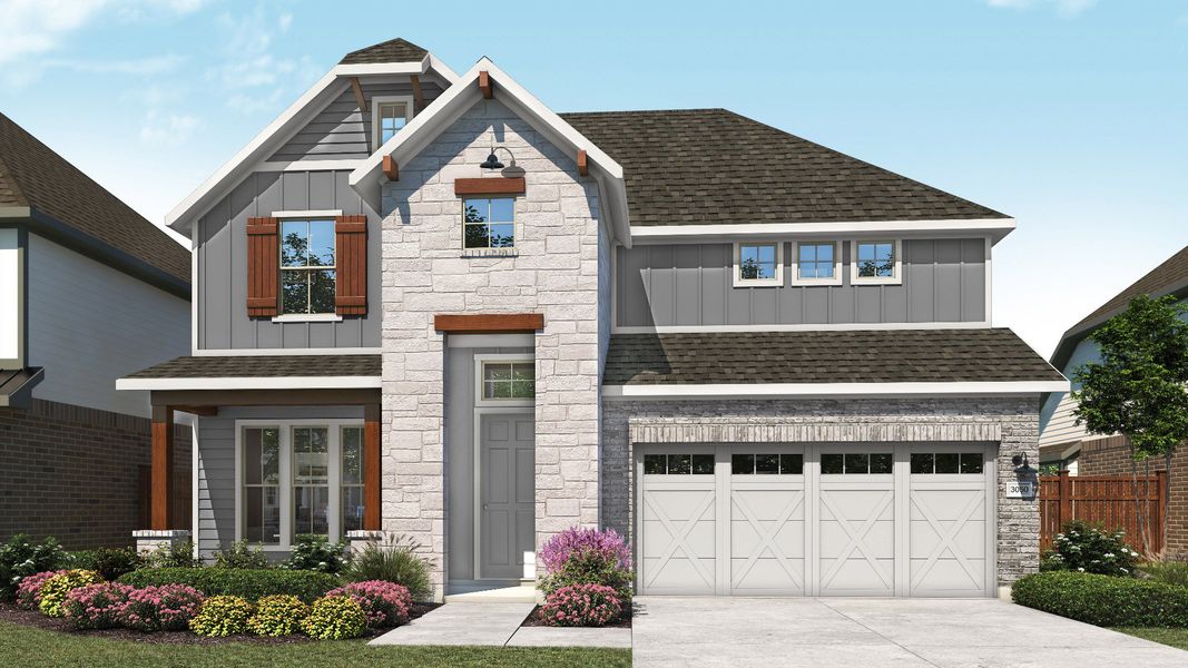 Representative exterior photo of a completed home built from the Rosewood by DRB Homes in Newhaven, Manor, TX (Image 20). Representative exterior photo of a completed home built from the Rosewood by DRB Homes in Newhaven, Manor, TX (Image 20).