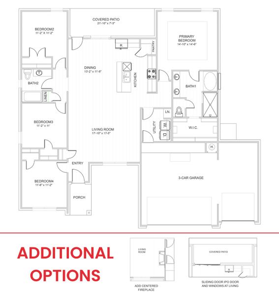 2D floor plan layout for the Lavon by Home Creations in Encino Estates, Dayton, TX (Image 5).