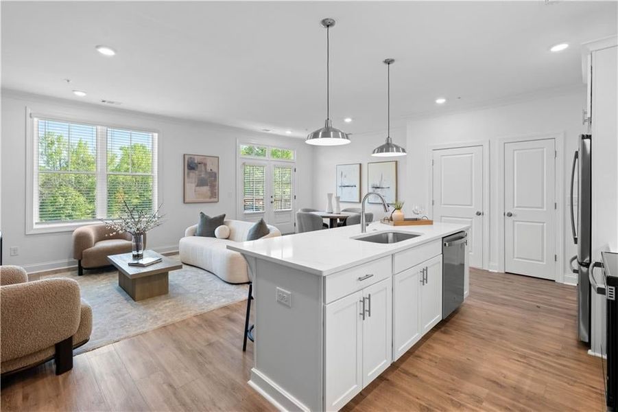 Open Concept Floor Plan with back deck overlooking the woods *Images shown are from a decorated model of the same floor plan. Design selections and color packages will vary by home.* Open Concept Floor Plan with back deck overlooking the woods *Images shown are from a decorated model of the same floor plan. Design selections and color packages will vary by home.*