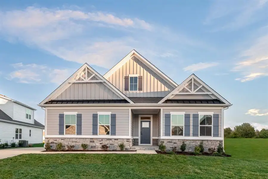 Representative exterior photo of a completed home built from the Palladio Ranch by Ryan Homes in Albemarle, Hertford, NC (Image 1).