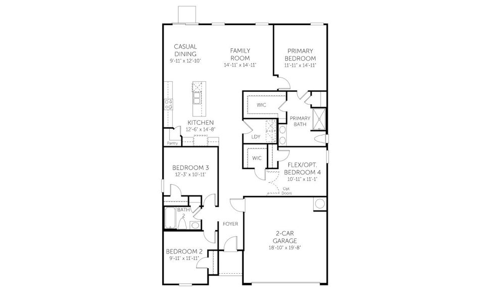 2D floor plan layout for the Venture - 17200 by Dream Finders Homes in Idle Reserve, Shelbyville, TN (Image 3).